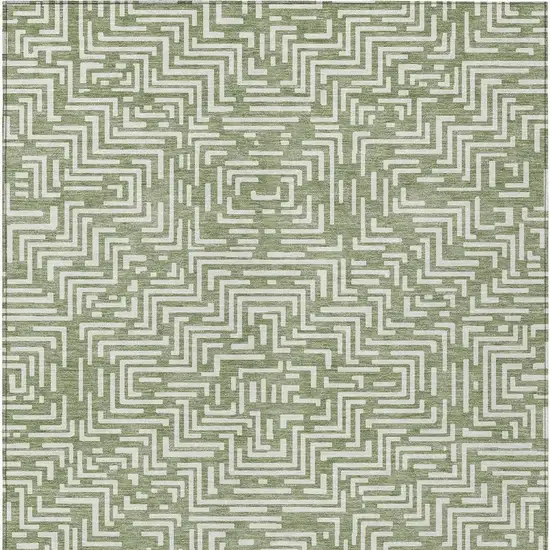Fern Green And Copper Geometric Washable Indoor Outdoor Area Rug Photo 6
