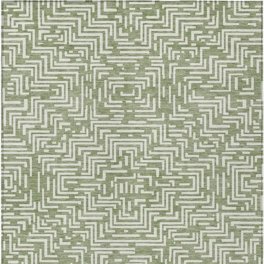 Fern Green And Copper Geometric Washable Indoor Outdoor Area Rug Photo 6