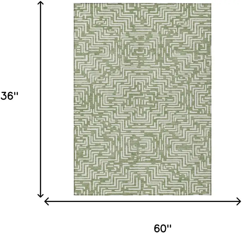 Fern Green And Copper Geometric Washable Indoor Outdoor Area Rug Photo 9