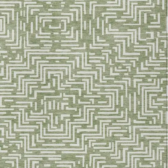 Fern Green And Copper Geometric Washable Indoor Outdoor Area Rug Photo 5