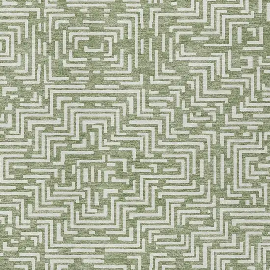 Fern Green And Copper Geometric Washable Indoor Outdoor Area Rug Photo 5
