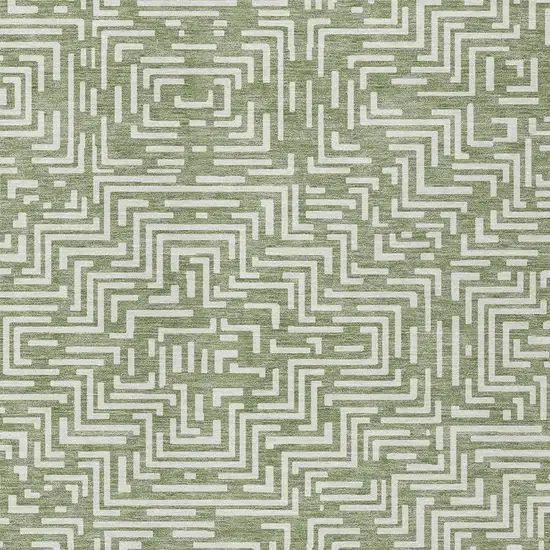 Fern Green And Copper Geometric Washable Indoor Outdoor Area Rug Photo 5