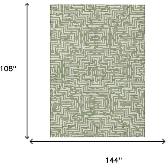Fern Green And Copper Geometric Washable Indoor Outdoor Area Rug Photo 8