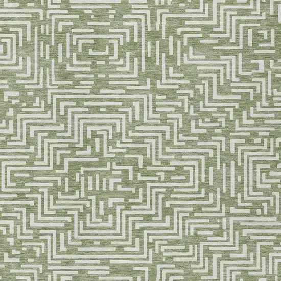 Fern Green And Copper Geometric Washable Indoor Outdoor Area Rug Photo 4