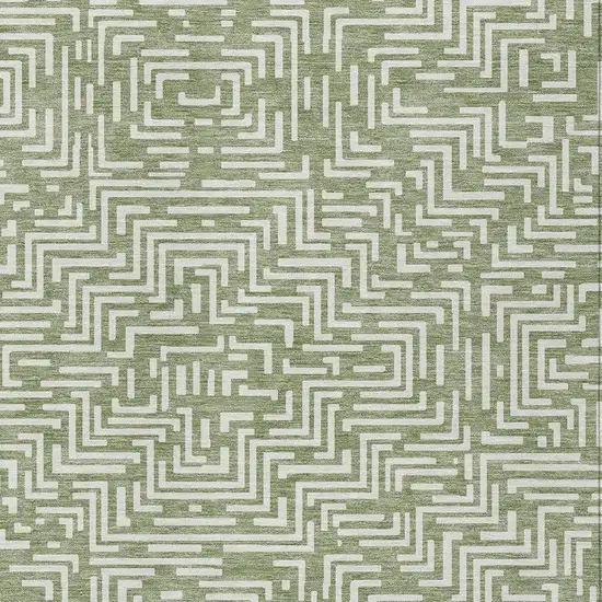Fern Green And Copper Geometric Washable Indoor Outdoor Area Rug Photo 4