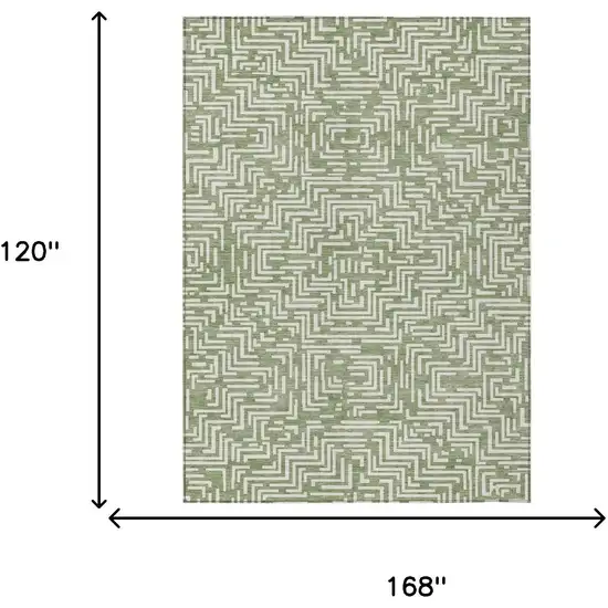 Fern Green And Copper Geometric Washable Indoor Outdoor Area Rug Photo 8