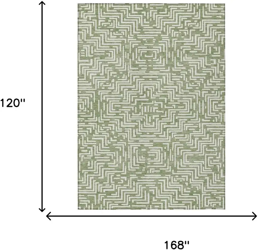 Fern Green And Copper Geometric Washable Indoor Outdoor Area Rug Photo 8