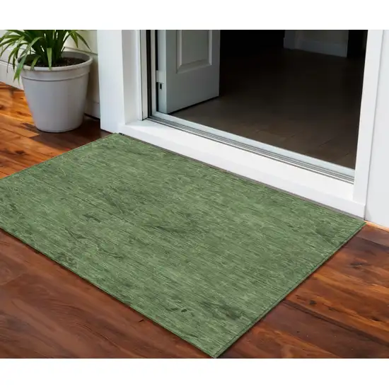 Fern Green And Dark Green Floral Washable Indoor Outdoor Area Rug Photo 1