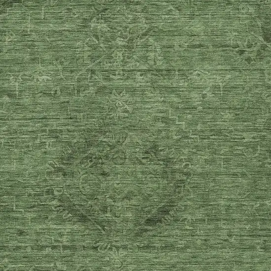 Fern Green And Dark Green Floral Washable Indoor Outdoor Area Rug Photo 5