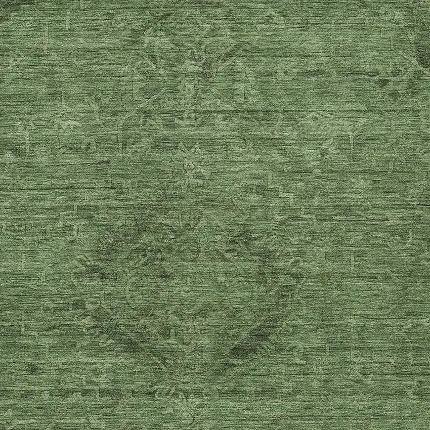 Fern Green And Dark Green Floral Washable Indoor Outdoor Area Rug Photo 5