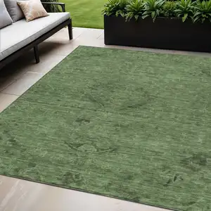 Photo of Fern Green And Dark Green Floral Washable Indoor Outdoor Area Rug