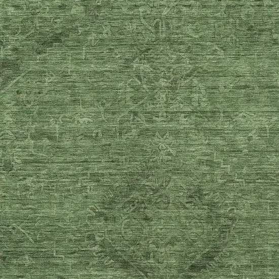 Fern Green And Dark Green Floral Washable Indoor Outdoor Area Rug Photo 5