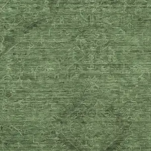 Photo of Fern Green And Dark Green Floral Washable Indoor Outdoor Area Rug