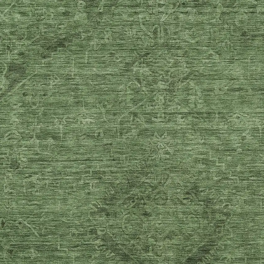 Fern Green And Dark Green Floral Washable Indoor Outdoor Area Rug Photo 5