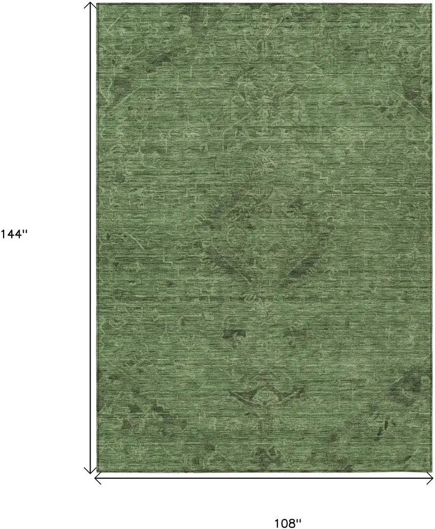 Fern Green And Dark Green Floral Washable Indoor Outdoor Area Rug Photo 7