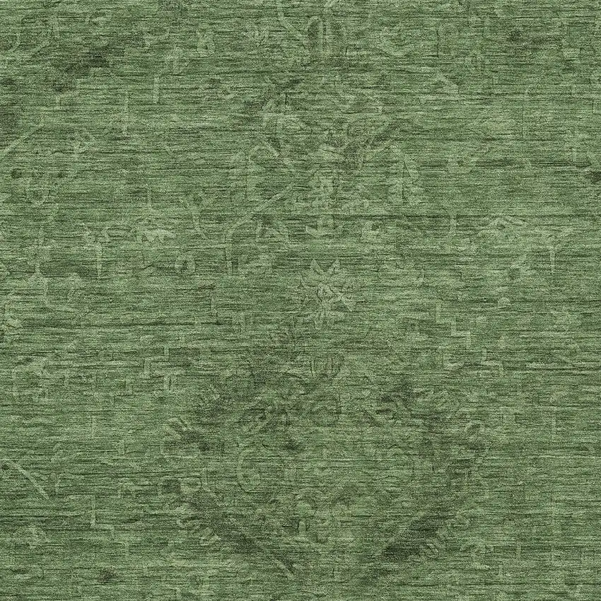 Fern Green And Dark Green Floral Washable Indoor Outdoor Area Rug Photo 5