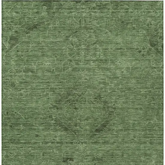 Fern Green And Dark Green Floral Washable Indoor Outdoor Area Rug Photo 6