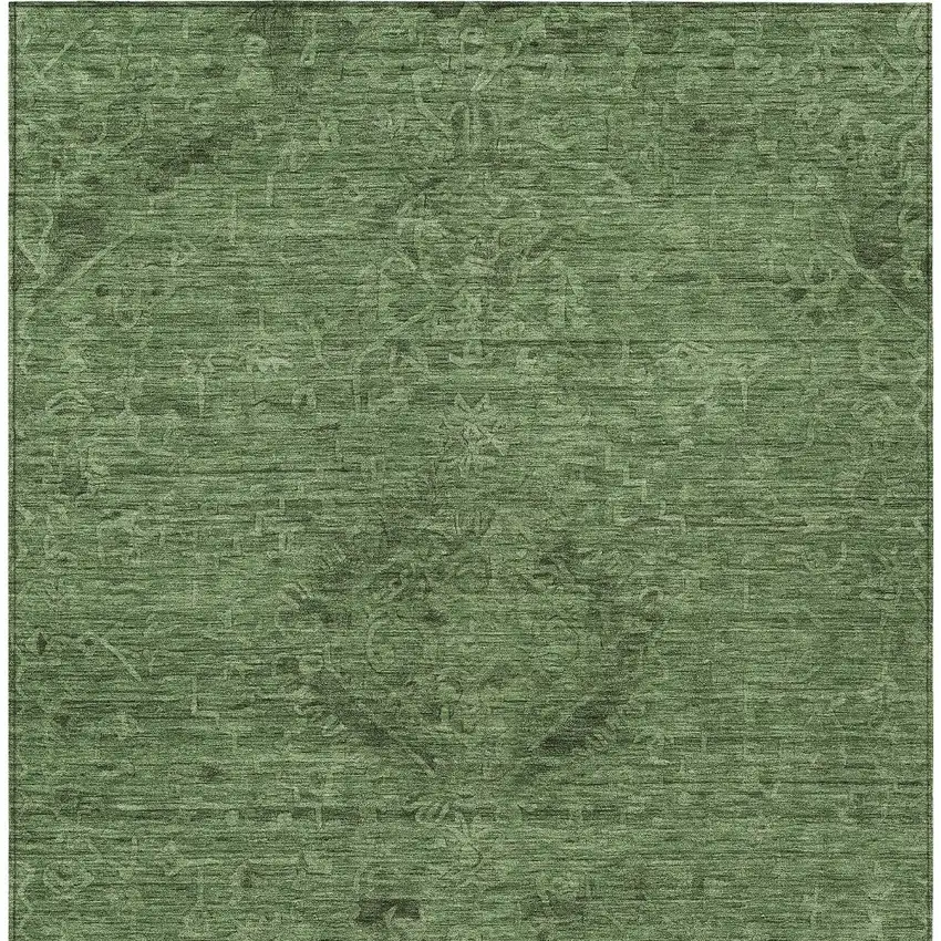 Fern Green And Dark Green Floral Washable Indoor Outdoor Area Rug Photo 6