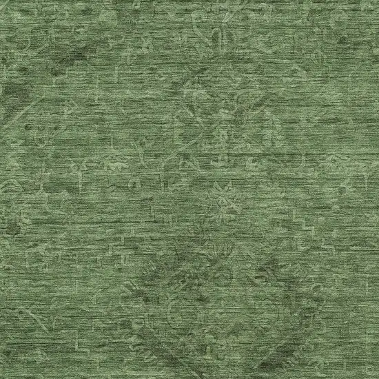 Fern Green And Dark Green Floral Washable Indoor Outdoor Area Rug Photo 5