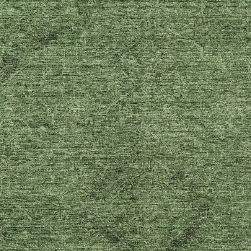 Fern Green And Dark Green Floral Washable Indoor Outdoor Area Rug Photo 5