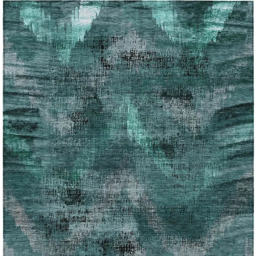 Fern Green And Emerald Abstract Washable Indoor Outdoor Area Rug Photo 6