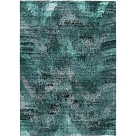 Fern Green And Emerald Abstract Washable Indoor Outdoor Area Rug Photo 2