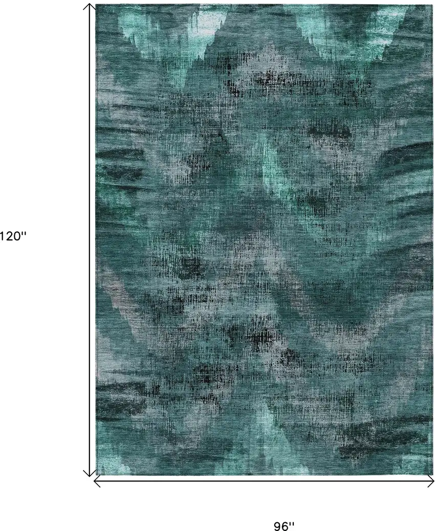 Fern Green And Emerald Abstract Washable Indoor Outdoor Area Rug Photo 3