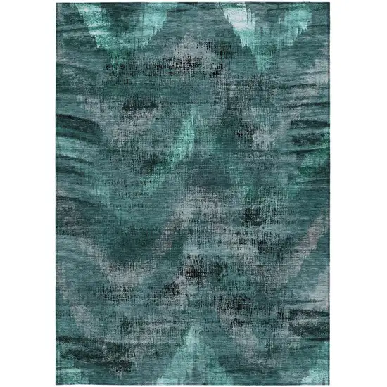 Fern Green And Emerald Abstract Washable Indoor Outdoor Area Rug Photo 6