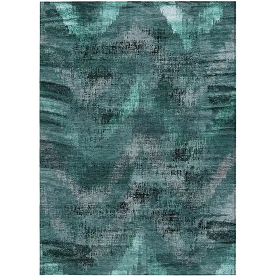 Fern Green And Emerald Abstract Washable Indoor Outdoor Area Rug Photo 6