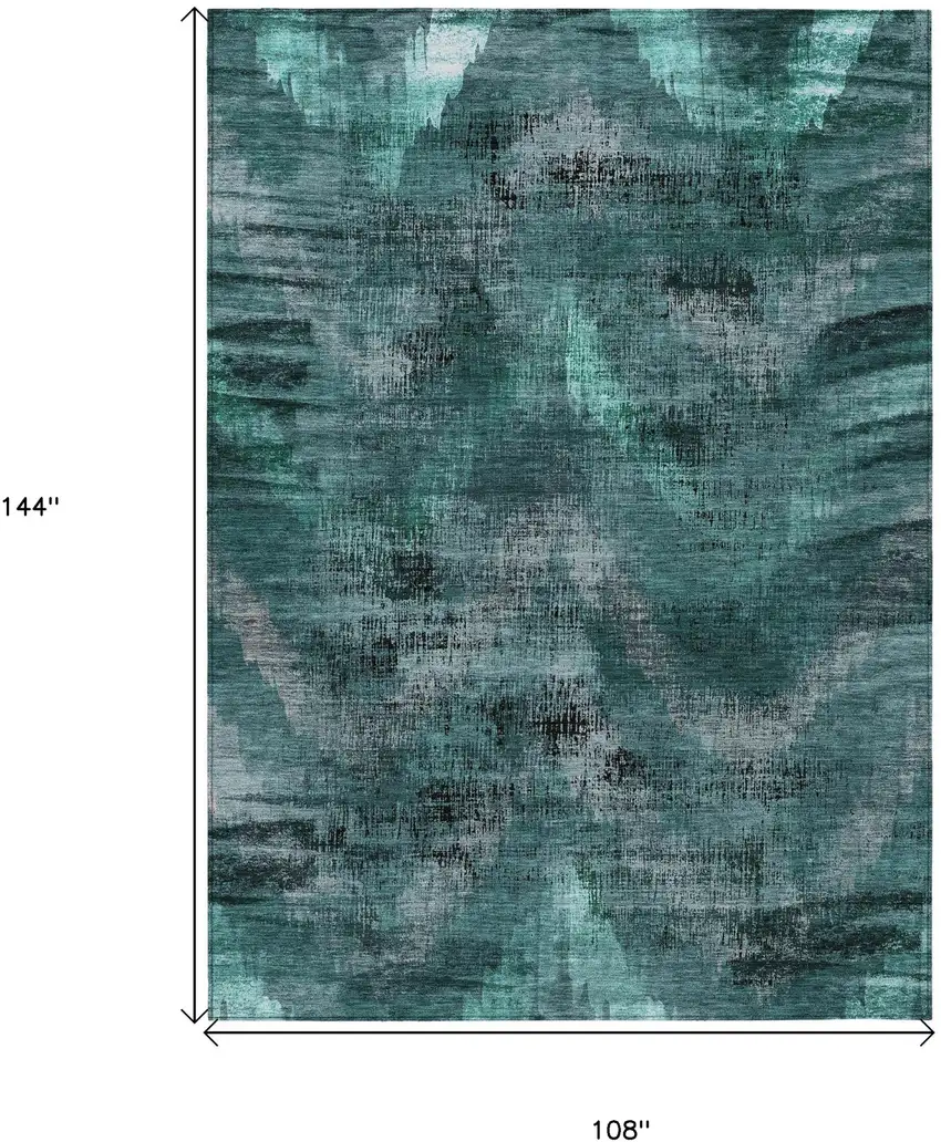 Fern Green And Emerald Abstract Washable Indoor Outdoor Area Rug Photo 3