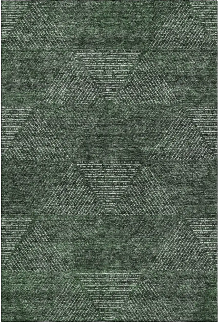 Fern Green And Emerald Geometric Washable Area Rug With UV Protection Photo 1