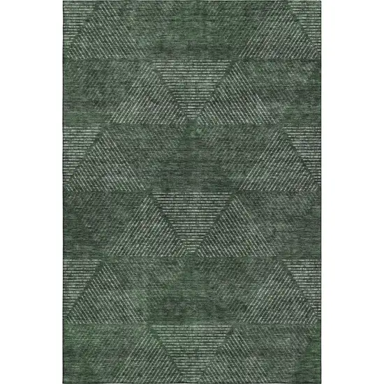 Fern Green And Emerald Geometric Washable Area Rug With UV Protection Photo 1