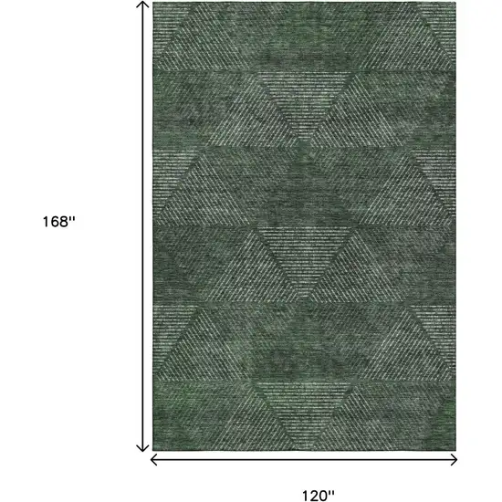 Fern Green And Emerald Geometric Washable Area Rug With UV Protection Photo 3