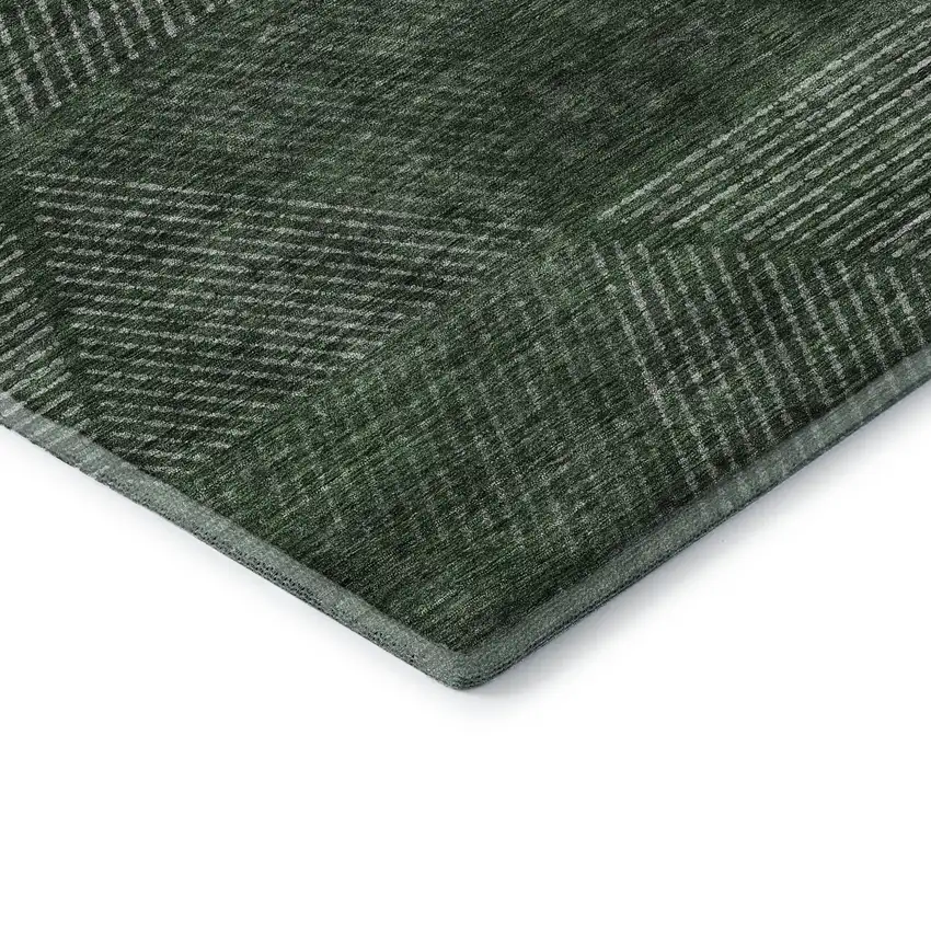 Fern Green And Emerald Geometric Washable Area Rug With UV Protection Photo 8