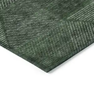 Photo of Fern Green And Emerald Geometric Washable Indoor Outdoor Area Rug