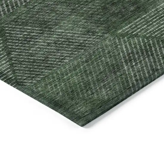 Fern Green And Emerald Geometric Washable Indoor Outdoor Area Rug Photo 4