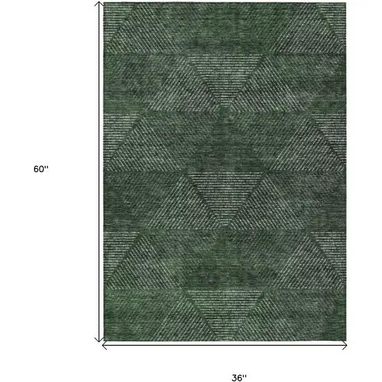Fern Green And Emerald Geometric Washable Indoor Outdoor Area Rug Photo 7