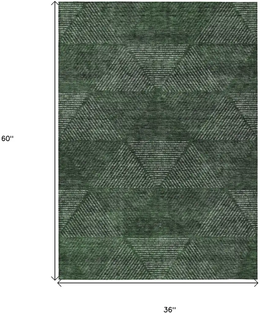 Fern Green And Emerald Geometric Washable Indoor Outdoor Area Rug Photo 7
