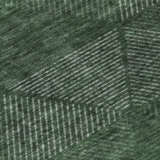 Fern Green And Emerald Geometric Washable Indoor Outdoor Area Rug Photo 8