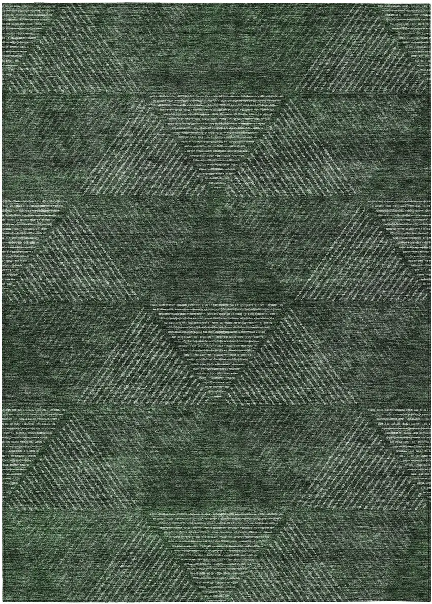 Fern Green And Emerald Geometric Washable Indoor Outdoor Area Rug Photo 2