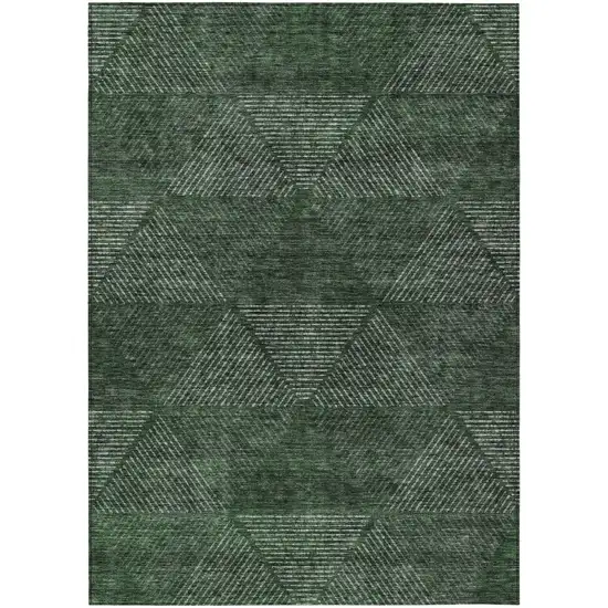 Fern Green And Emerald Geometric Washable Indoor Outdoor Area Rug Photo 2