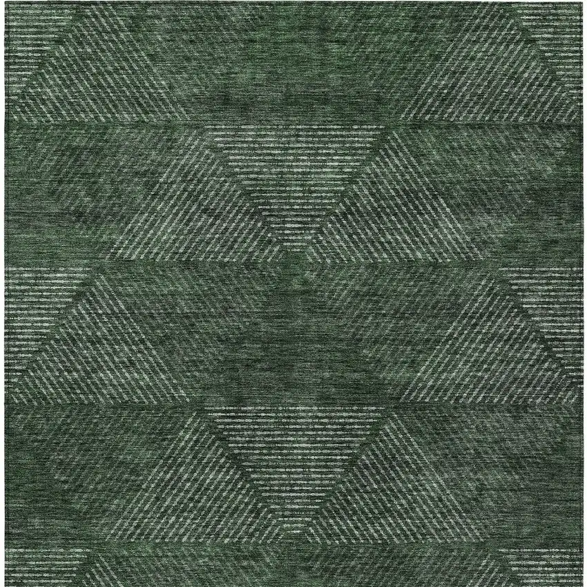 Fern Green And Emerald Geometric Washable Indoor Outdoor Area Rug Photo 6