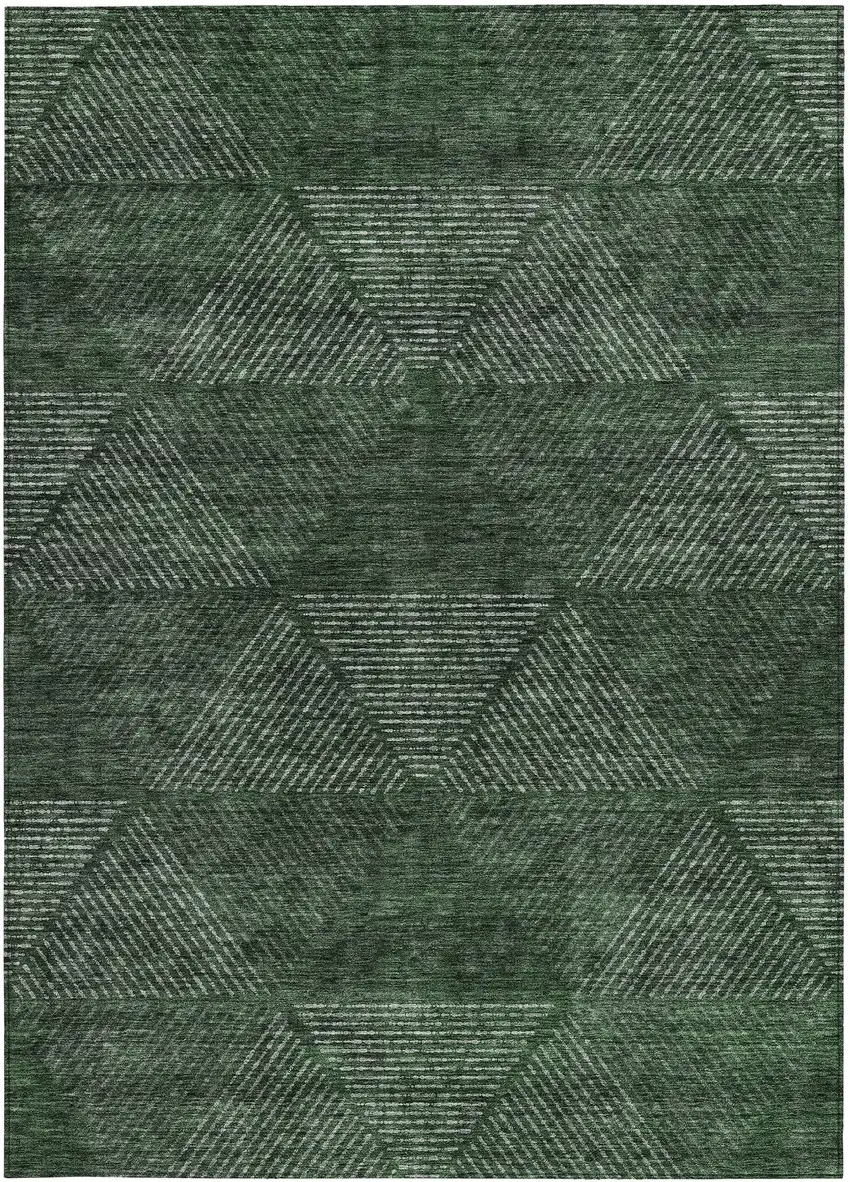 Fern Green And Emerald Geometric Washable Indoor Outdoor Area Rug Photo 6