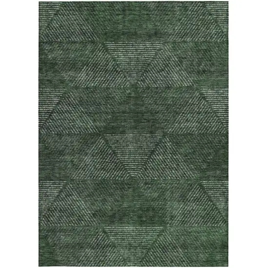Fern Green And Emerald Geometric Washable Indoor Outdoor Area Rug Photo 6