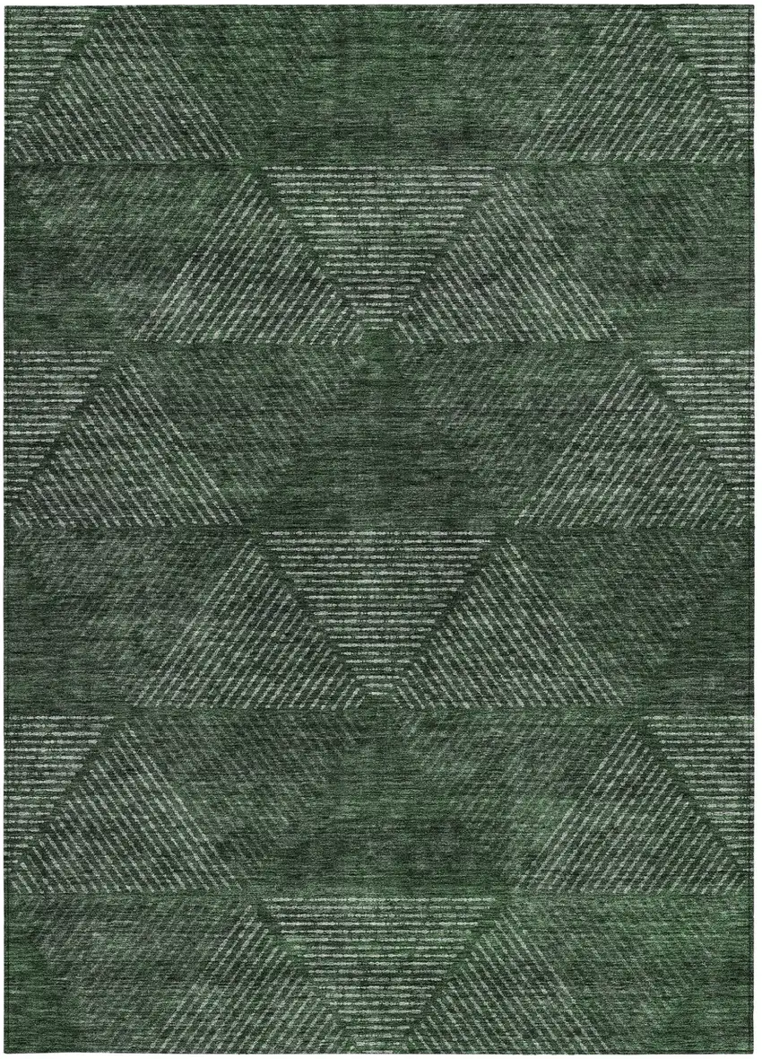 Fern Green And Emerald Geometric Washable Indoor Outdoor Area Rug Photo 6