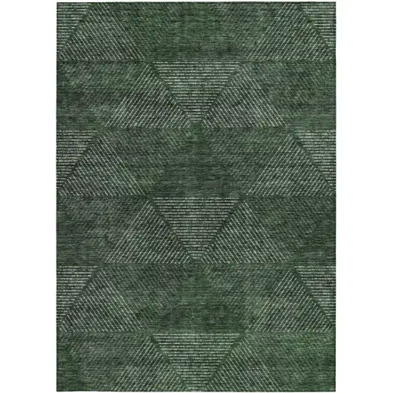 Fern Green And Emerald Geometric Washable Indoor Outdoor Area Rug Photo 6