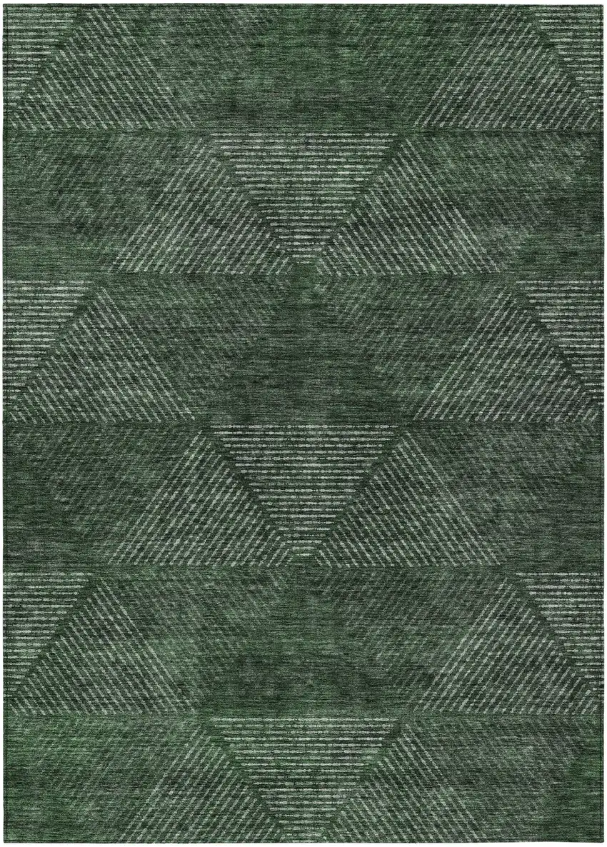 Fern Green And Emerald Geometric Washable Indoor Outdoor Area Rug Photo 2