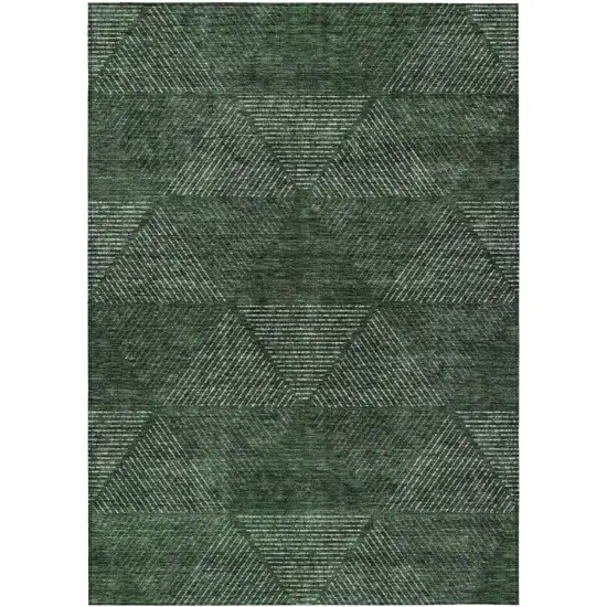 Fern Green And Emerald Geometric Washable Indoor Outdoor Area Rug Photo 2