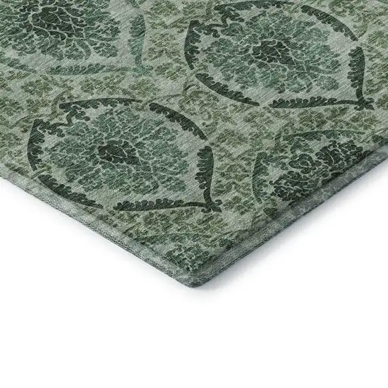 Fern Green And Emerald Medallion Washable Area Rug With UV Protection Photo 7