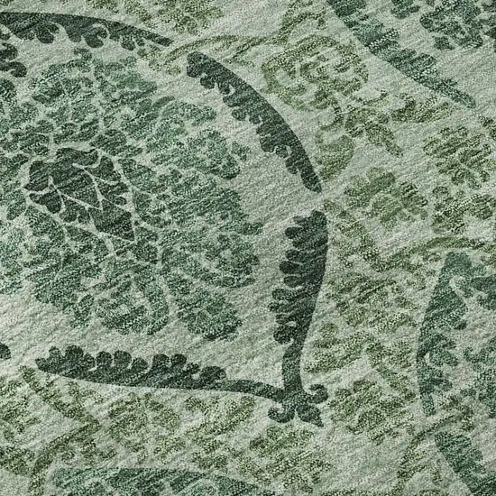 Fern Green And Emerald Medallion Washable Area Rug With UV Protection Photo 9